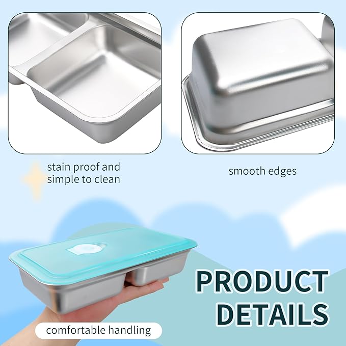 8 Pcs Stainless Steel Bento Box with Silicone Lids 30 oz Leakproof Food Storage Containers Metal Divided Lunch Box for Dishwasher for Meal Prep