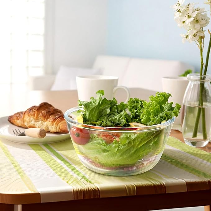 NUTRIUPS Deep Glass Mixing Bowls 7in Glass Salad Bowl 54oz Clear Glass Bowls for Kitchen, Set of 2