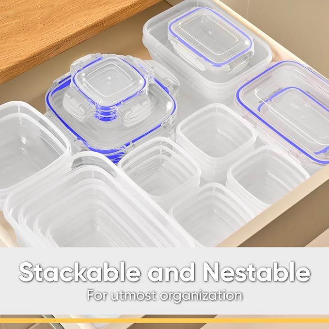 Superio Plastic Food Storage Containers with airtight Lid for Pantry, 2 Pack, Fridge- 80 Oz- BPA Free, Leakproof Sealed Container- Microwave, Dishwasher and Freezer Safe, Clear (Clear)