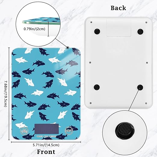 Food Scale Kitchen Scale for Baking Cooking Digital Food Weighing Measuring Scale Small Waterproof Electric Food Scale Shark Blue