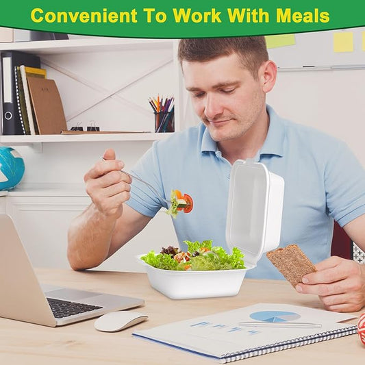 6x6 Clamshell Take Out Containers, 100 Pack To Go Boxes, Compostable To Go Food Containers, Heavy-Duty Take Out Boxes Made Of Sugar Cane Fibers