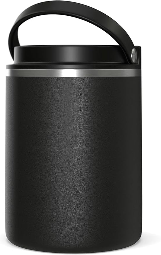 Hydrapeak 32oz Stainless Steel Vacuum Insulated Thermos Food Jar | Thermos for Hot Food and Cold Food, Wide Mouth Leak-Proof Soup Thermos for Adults, 10 Hours Hot and 16 Hours Cold (Black)