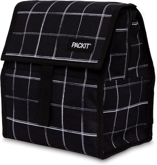 Freezable Lunch Bag, Black Grid