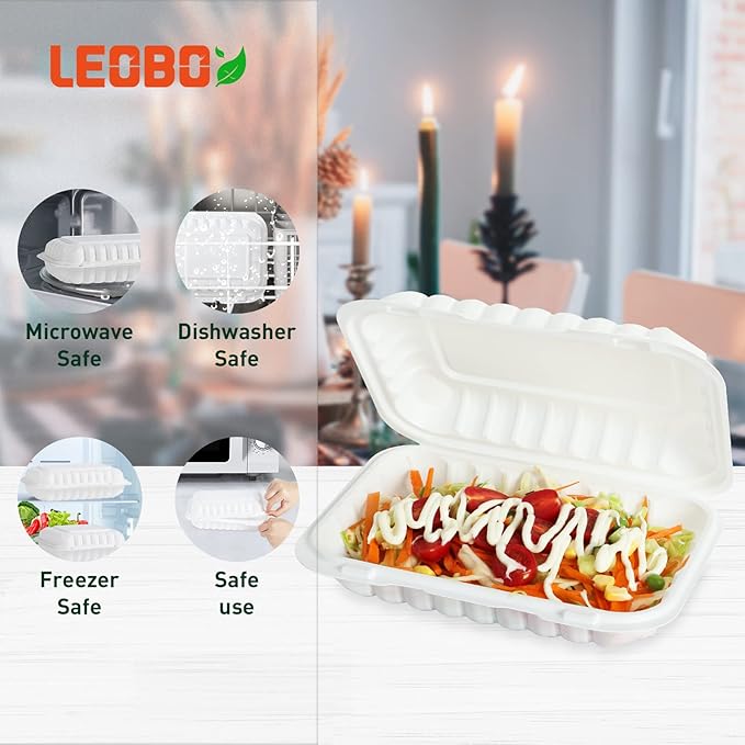 To Go Containers, 50 Pack Plastic Meal Prep Container Reusable 27 oz BPA Free MFPP Take Out Food Boxes