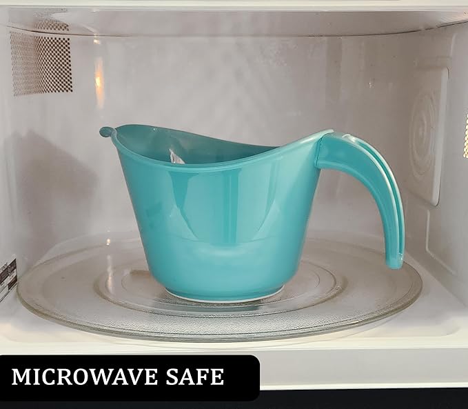 Reston Lloyd Non-Slip Base Erogonomic Space Saving Detachable Handle, 2 QT Heavy Duty BPA-Free Microwave & Dishwasher, Turquoise