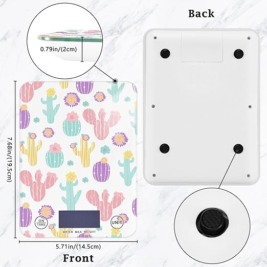 Food Scale Kitchen Scale for Baking Cooking Digital Food Weighing Measuring Scale Small Waterproof Electric Food Scale Colorful Cactus