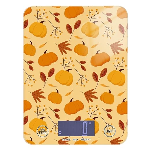 Food Scale Kitchen Scale for Baking Cooking Digital Food Weighing Measuring Scale Small Waterproof Electric Food Scale Fall Pumpkin Leaves