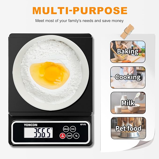 Digital Food Scale, kF-F8 Scale for Food Ounces and Grams with Pull-Out Display,11lb/0.02oz Super Accurate Kitchen Scale Digital Weight for Cooking, Baking, with% Function (Includes Batteries
