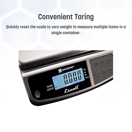 San Jamar Digital Food Scale, Battery Operated with 66 Pound Capacity for Cooking, Baking, Meal Prep, Diet Tracking, Stainless Steel, 6.82 Pounds, Silver
