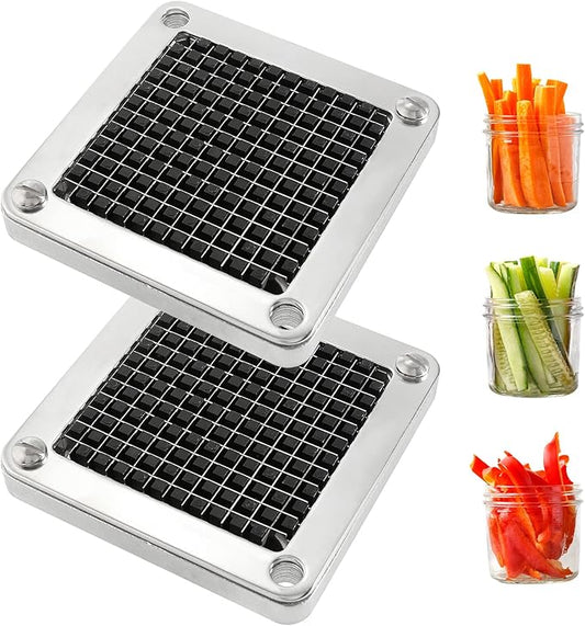 WICHEMI Replacement Chopper Blade 1/4" Blade Commercial Vegetable Chopper Stainless Steel Onion Chopper Dicer Blades and Pusher Block for Tomato Dicer French Fry Cutter (2 Pack)