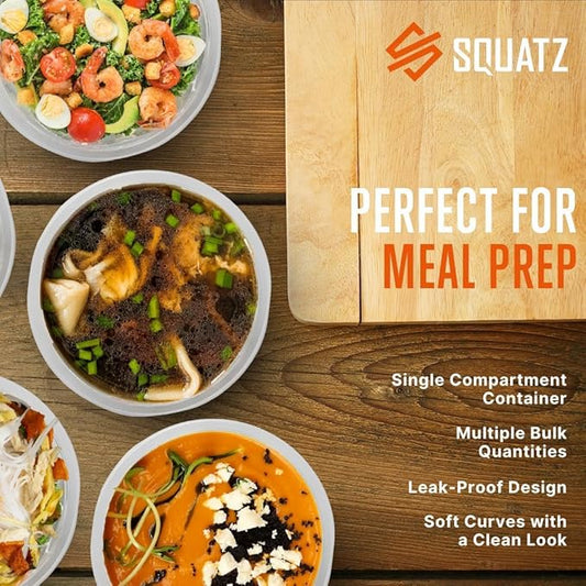 SQUATZ 50 Microwavable Food Container - 16oz Translucent Meal Box Storage with Lids, Ideal for Storing Soups, Condiments, Sauces, Dressing, Salads, Fruit, Baby Food, Healthy Snacks, and Leftovers