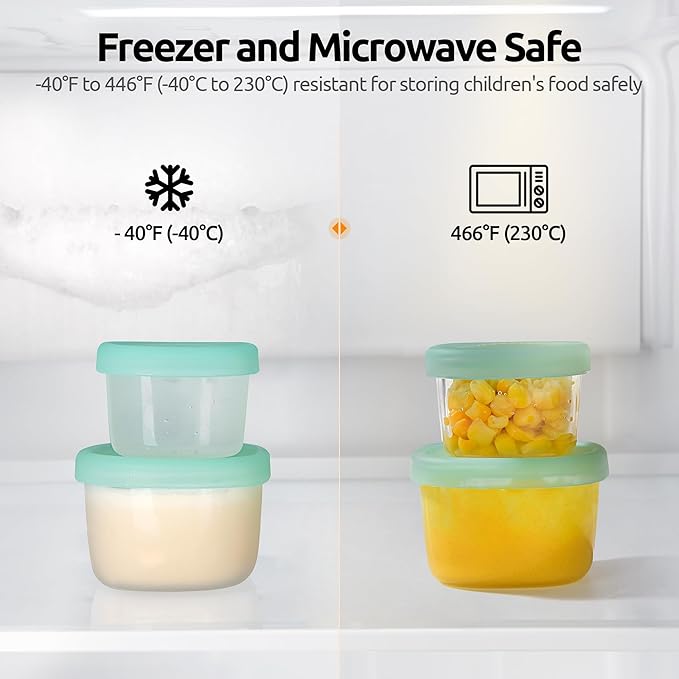 U-Taste 3oz 6oz Small Storage Containers: Food Grade Liquid-Silicone Freezer Box with Airtight Lid, Microwave Safe with Clear Measurements, Reusable for Meal Prepping Portion (Set of 4, Aqua Sky)