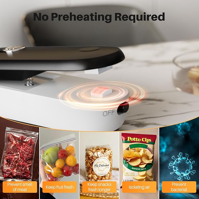 ODSD 2 in 1 Mini Bag Sealer - Heat Seal and Cutter with Lanyard, Portable Handheld Chip Bag Sealer for Snacks, Candies, Food Storage (Batteries Included)