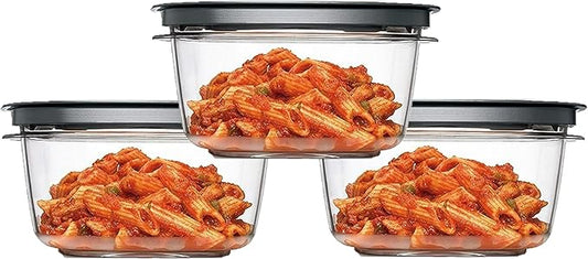 Rubber maid Premier, 5 Cup Premier Flex & Seal Food Storage Set, 3 Tritan Containers, 3 Grey Flex and Seal Lids, 6 Piece Bundle Set Bundle