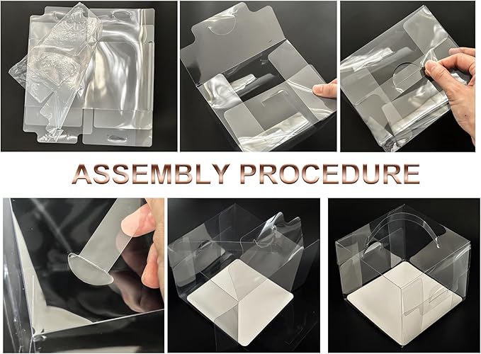 20pcs 6X6X5 Inches Transparent Bakery Boxes with Handles, Mini Clear 5in 6in Cake Boxes,Clear gift boxes,Treat Boxes for Cake Chocolate Donut,Pastries,Cookies