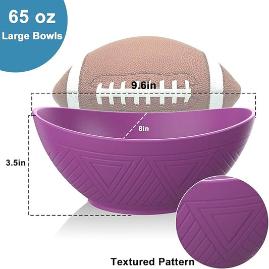 65 oz Large Wheat Straw Bowls Set of 4, Large Unbreakable Salad Bowls, Microwave & Dishwasher Safe Serving Bowls, Kitchen Bowls for Salad, Cereal, Soup and Oatmeal (Spring Series)