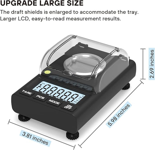 WEIGHTMAN Milligram Scale 100g x 0.001g, Mg Scale with 50g Calibration Weight and Accessories, Powder Scale for Reloading