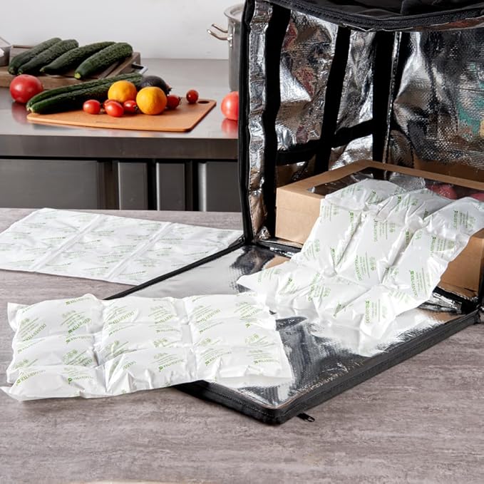 Restaurantware Delivery Tek 15.4 x 11.4 Inch Ice Sheets 10 Durable Cold Packs - Easy-To-Use Design Leakproof Plastic Shipping Ice Packs Reusable For Frozen Meat Vegetables or Beverages
