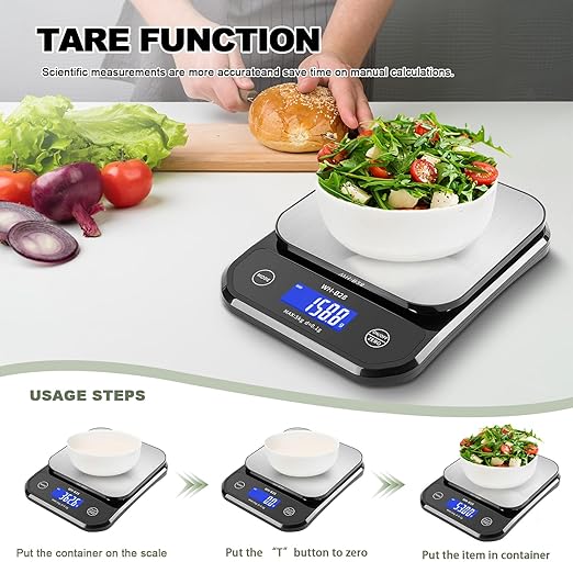 IPX7 Waterproof Food Scale Digital Weight Grams and Oz, 11lb/0.01oz High Precision Kitchen Scales Digital Weight for Cooking, Baking, USB Rechargeable, Stainless Steel Platform Best Gift