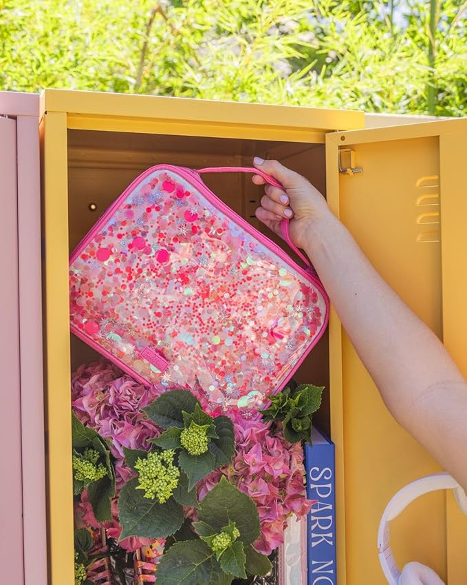 Packed Party Purple Confetti Lunchbox; Cute, Soft Insulated Lunch Bag; Lunch Box Cooler Fits a Water Bottle, Ice Packs for Cold Food, or Hot Food (Pink - Sweet Tart)