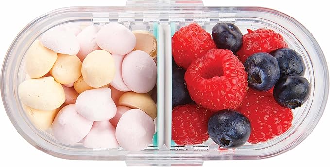 PackIt Mod Mini Bento Food Storage Container, Mint, Shatterproof Crystal Clear Base, with Leak-resistant Divider and Lid, Microwavable, Dishwasher Safe, Designed for Snacks On the Go, 1 Cup Capacity