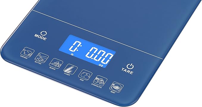 Ozeri Touch III Digital Kitchen Scale with Calorie Counter, 22 lbs (10 kg), Classic Blue