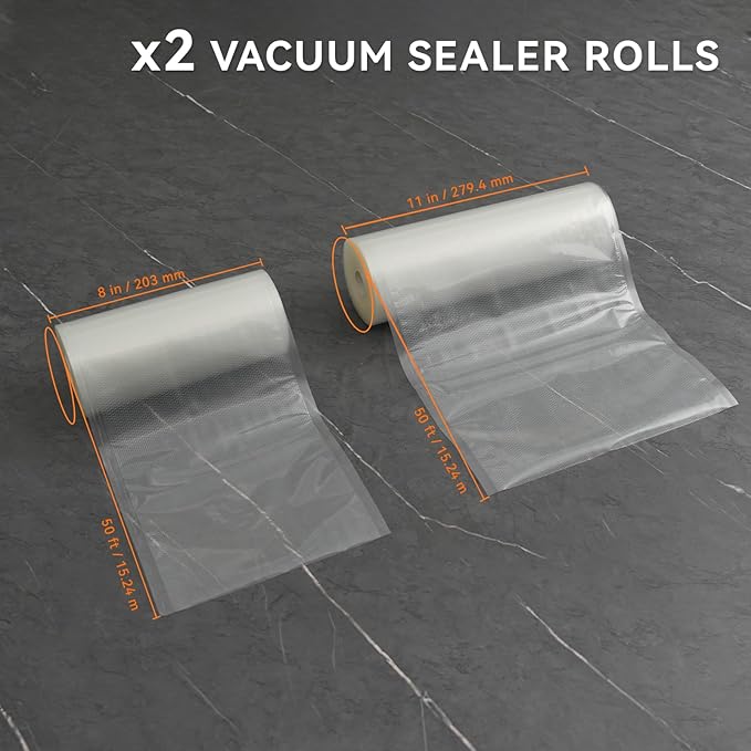 [2024 Q4] 8" x 50' and 11" x 50' Vacuum Sealer Rolls, 2 Pack-Ideal for Food Storage, Sous Vide, and Meal Prep, Keep Food Fresh and Nutrients, Wevac Lite