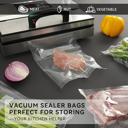 8" x 12" Precut Vacuum Sealer Bags, 200 Count, Includes 5 Liquid Block Bags & 5 Bone Guard Pieces, Heavy Duty for Food Storage, Sous Vide & Meal Prep, Wevac