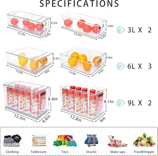 Eanpet 4Pack Stackable Refrigerator Organizer Bins Pull Out Drawer Large Vegetable Fruit Storage for Fridge Organizer Drawers with Handle Clear Food Storage Container Box for Kitchen Pantry Cabinet