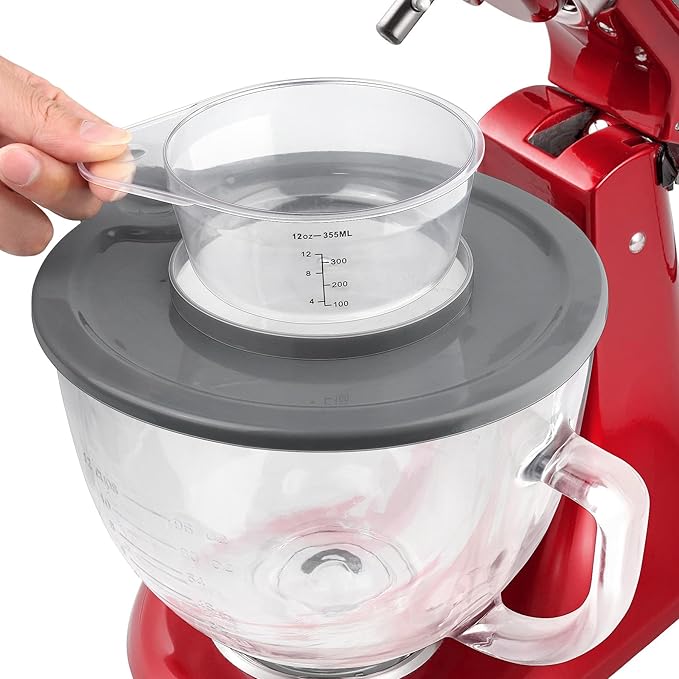 Glass Mixing Bowl Accessory 5 Quart - Compatible with KitchenAid 4.5 and 5 Quart Tilt-Head Stand Mixers (With Measuring Cup Lid)