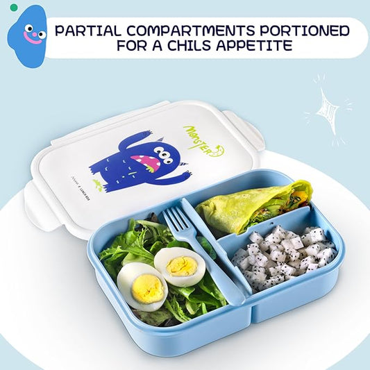 MISS BIG Bento Box - Leakproof Kids Lunch Box, No BPAs & Dyes, Microwave/Dishwasher/Safe (1150ml Blue)