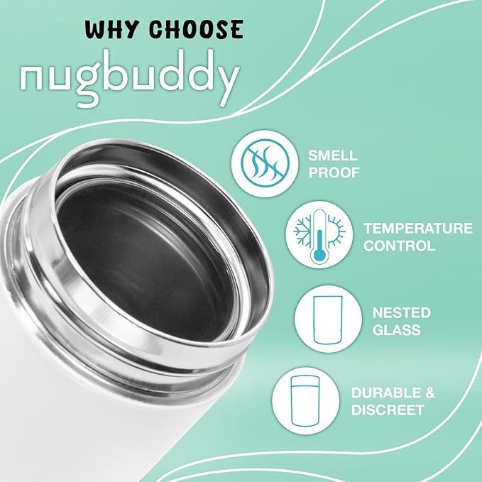 Mini Airtight Storage Container - Vacuum Sealed Insulated w Nested Glass Jar - UV Protection, Temperature Controlled Stainless - 100 ml (1/4 Oz)