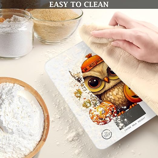 Food Scale Kitchen Scale Food Scales Digital Weight Grams and Ounces Small Electronic Food Scale for Baking Cooking Fall Owls and Pumpkins