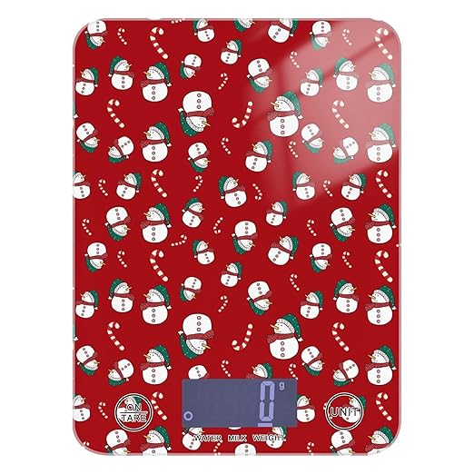 Food Scale Kitchen Scale for Baking Cooking Digital Food Weighing Measuring Scale Small Waterproof Electric Food Scale Christmas Snowman Candy Red