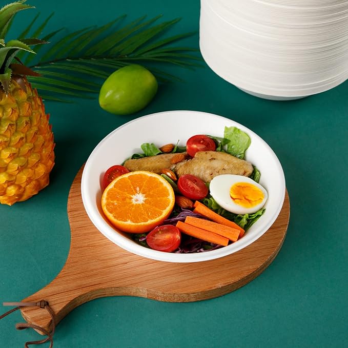 200pcs Compostable Paper Bowls[24oz], 100% Compostable Biodegradable,Disposable Bowls, Made Eco-Friendly Sugar Cane Fibers,Microwave Safe,Natural Sugarcane Fibers Bowls For Hot and Cold Food