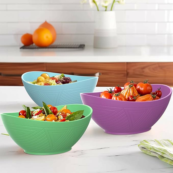 65 oz Large Wheat Straw Bowls Set of 4, Large Unbreakable Salad Bowls, Microwave & Dishwasher Safe Serving Bowls, Kitchen Bowls for Salad, Cereal, Soup and Oatmeal (Spring Series)