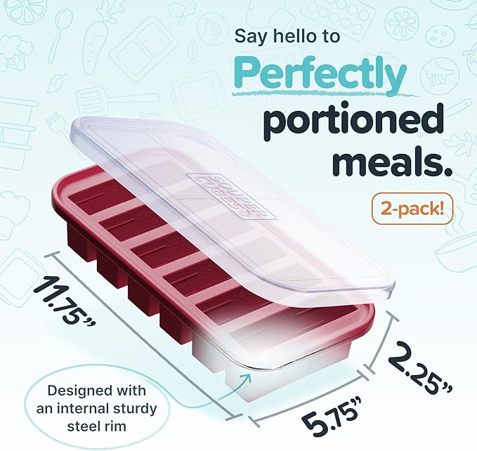 Souper Cubes 1/2 Cup Silicone Freezer Molds, Perfect for Storing Soups, Sauces, Juices, Desserts, Smoothie Prep and More, Freezer Portion Molds for Meal Prepping - Cranberry - 2-Pack