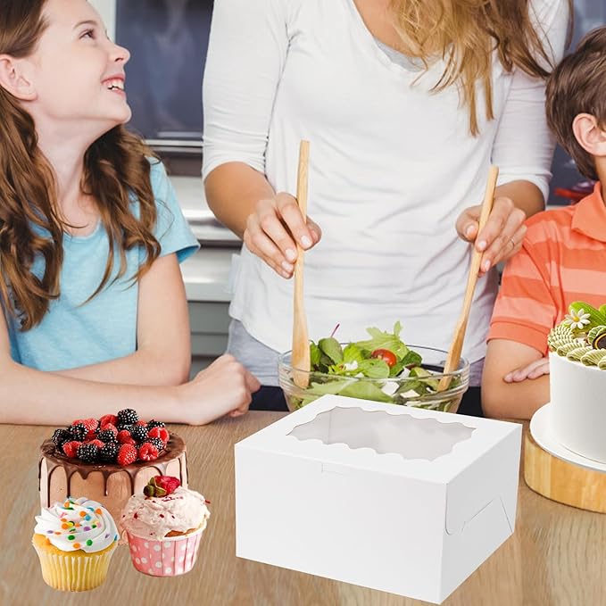 16 Packs Bento Cake and Cupcake Clear Lid with 2 Cupcake Holes - Cake and Cupcakes Boxes - Pastry Sweets Bento Box with Cupcake Insert for Family Birthday Party Mother's day(1+2/16Pcs)
