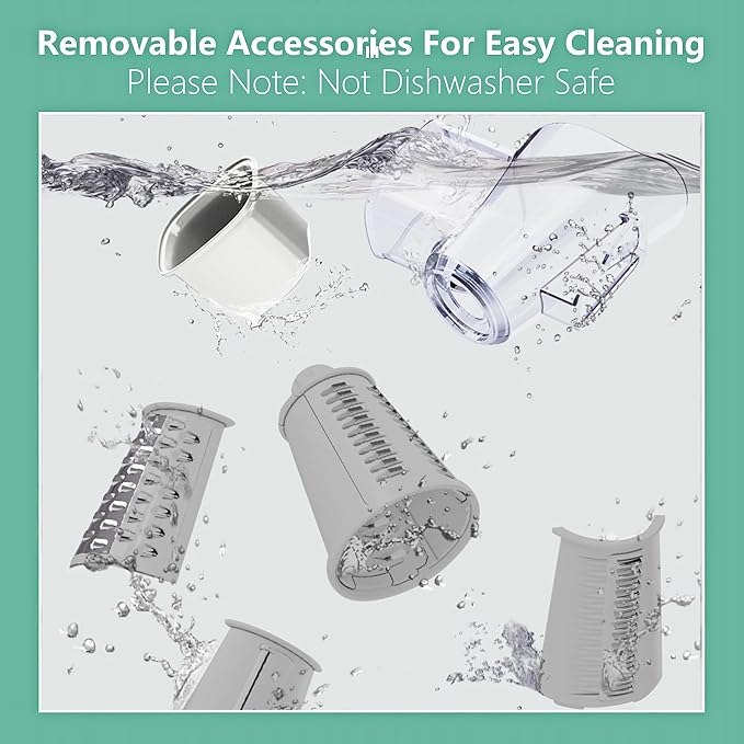 Rotary Cheese Grater 5 in 1 Cheese Grater with Handle Vegetable Slicer with 5 Interchangeable Blades, Storage Box, Green Cheese Shredder with Strong Suction Base for Kitchen (White)