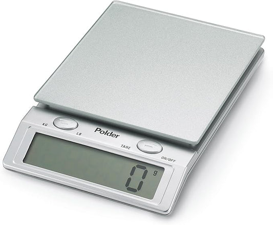 Polder Easy-Read Digital Glass Top Scale, 11-Pound (5 kg.) Capacity