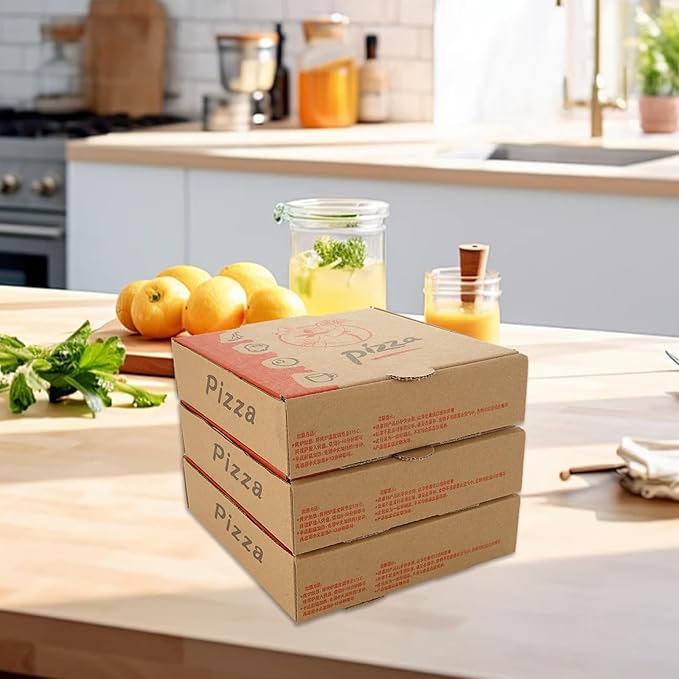 QTLCOHD 40 Pcs Mini Pizza Boxes, 6.3 x 6.3 x 1.57 Inch Kraft Corrugated Pizza Boxes, Brown Cardboard Take Out Food Containers Packaging Boxes for Personal Cake, Cookies, Food