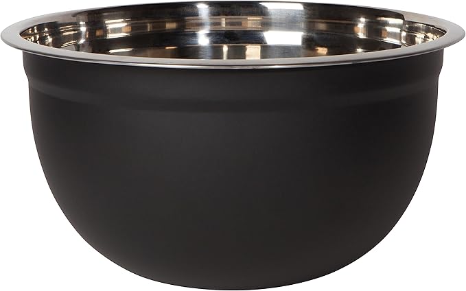 Now Designs Matte Coated Steel Mixing Bowls, Black, 5 qt, 3 qt, 1.5qt, D7xH3.57 / D9xH4.75 / D10.25xH5in, Set of 3