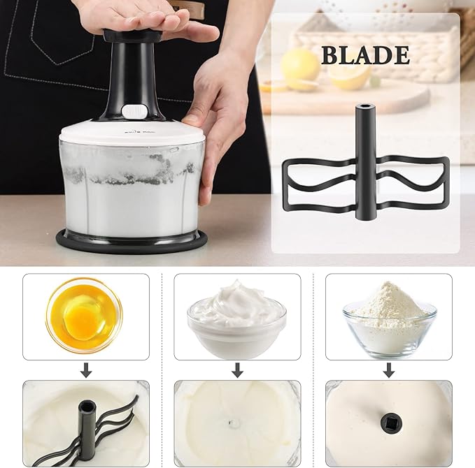 Smile mom Vegetable Chopper Food Chopper, Quick Hand Press Chopper Dicer, Pro Food Cutter, Easy to Chop Vegetables, Fruits, Herbs, Salsa, Puree, Pesto, ABS Food Grade Material 1.2L White