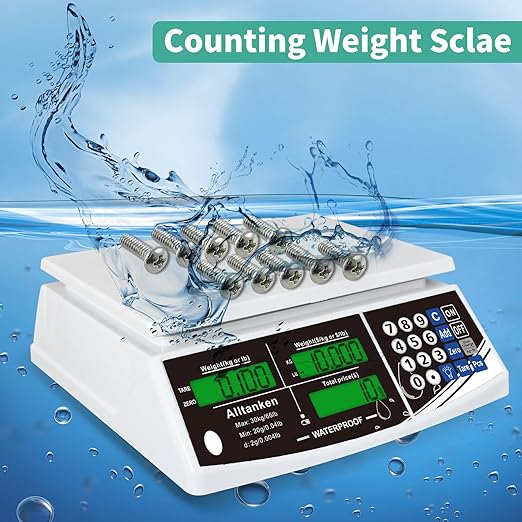 Waterproof Price Computing Scale IP68, 66lb Digital Commercial Food Meat Produce Weight Scale with Green LCD Display