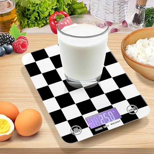Food Scale Kitchen Scale Food Scales Digital Weight Grams and Ounces Small Electronic Food Scale for Baking Cooking Checkered Black White