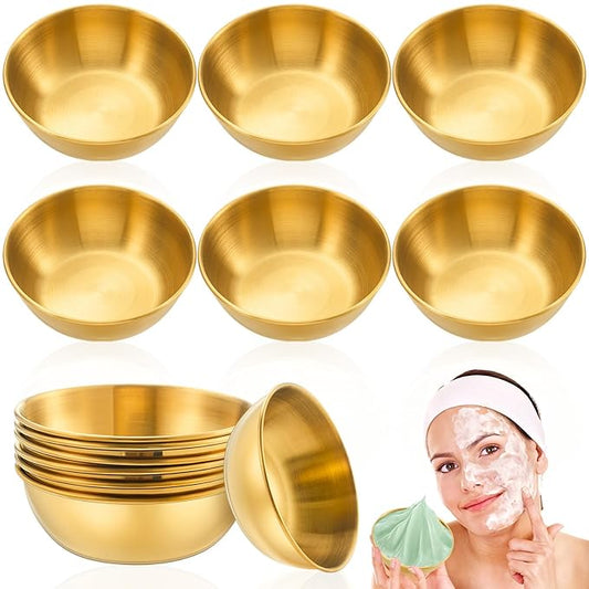12 Pcs 3. 23 In DIY Face Mask Mixing Bowl Stainless Steel Esthetician Facial Mask Bowl Facial Small Mixing Esthetician Supplies for Lady Women Skincare Home Salon Cosmetic Beauty (Gold)