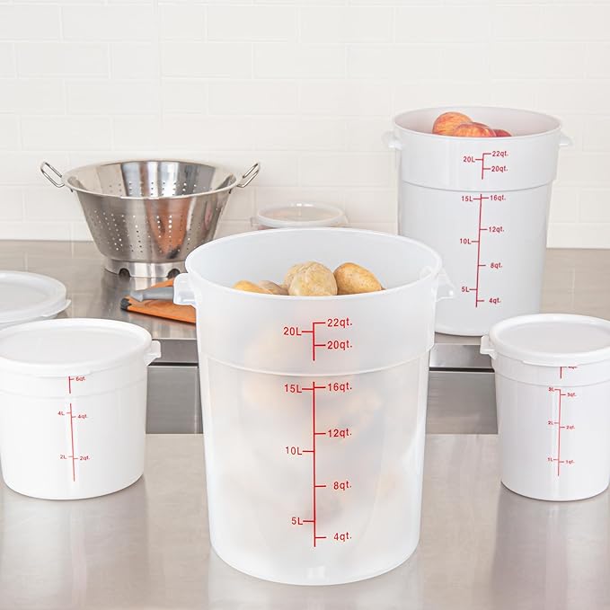 Restaurantware-Met Lux 22 Quart Food Storage Container, 1 Translucent Storage Container - Lids Sold Separately, Red Volume Markers, Dishwashable Container, Side Handles, For Storing Foods