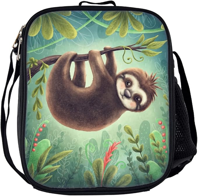 Sloth Backpack, Sloths Backpack Bundle 3 Pieces for Teens, Boys and Girls Sloth Backpack, Butterfly Insulated Lunch Bag and Butterfly Pencil Case Perfect for School and Everyday Use.