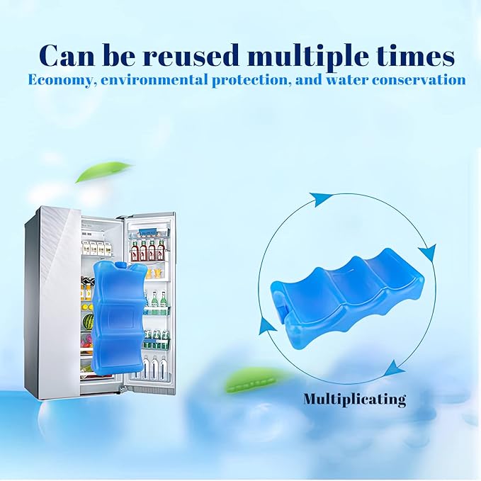 Large Ice Packs, Ice Box Cooler, Cool Coolers Compact Reusable Ice Pack Piece, Wavy Cooling Pad Perfect for Cola, Beer Cans to fit in Lunch Boxes, Coolers, and Beach Bags Blue