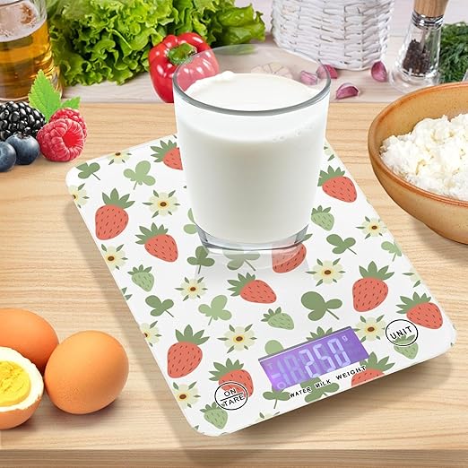 Food Scale Kitchen Scale for Baking Cooking Digital Food Weighing Measuring Scale Small Waterproof Electric Food Scale Strawberry